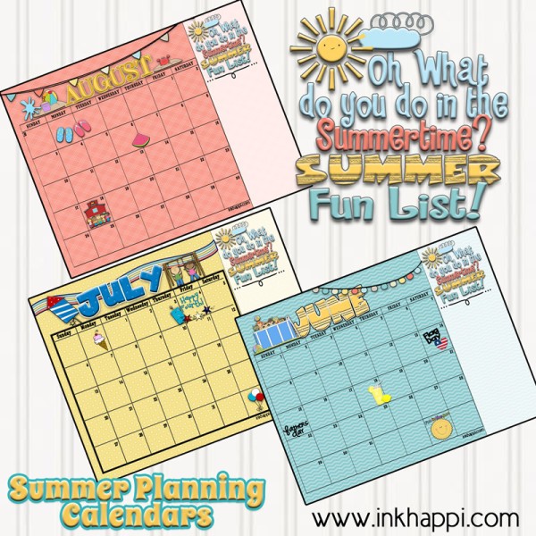 Printable Summer Planning Calendars by Inkhappi for TodaysCreativeBlog.net | Visit TodaysCreativeBlog.net for more creative printables.