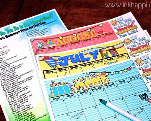 Printable Summer Planning Calendars by Inkhappi for TodaysCreativeBlog.net | Visit TodaysCreativeBlog.net for more creative printables.