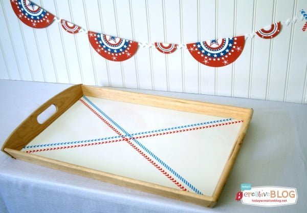 DIY Washi Tape Tray | Free Patriotic Printables | Red White and Blue, 4th of July, Fourth of the July Party Printables. Bottle Wrappers, Banners, Patriotic Door Decor | Click the photo for your free downloads. TodaysCreativeLife.com