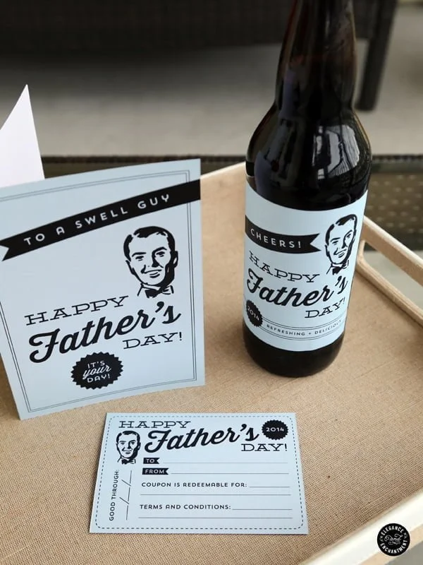 Father's Day Printable Card | Free printable cards for Father's Day. This retro design with matching bottle labels makes dad's day special. TodaysCreativeLife.com