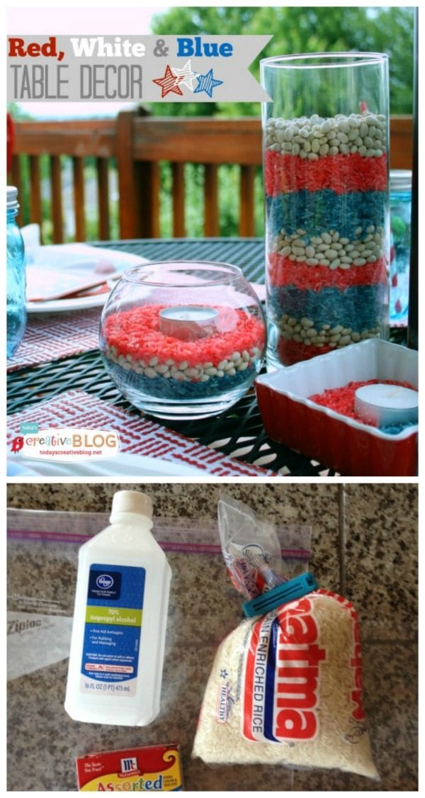 EASY Red, White & Blue Patriotic Decor | Make up quick and easy patriotic decorations for your holiday BBQ! See tutorial on TodaysCreativeLife.com