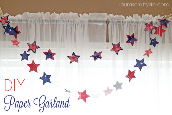 DIY Patriotic Paper Garland | 4th of July decorations | Red White and Blue Ideas | Fourth of July Party Planning and Decor | LaurasCraftyLife.com for TodaysCreativeLife.com