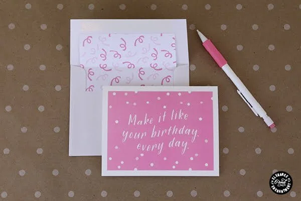 Printable Birthday Cards with Envelope Liner Elegance and Enchantment | TodaysCreativeBlog.net