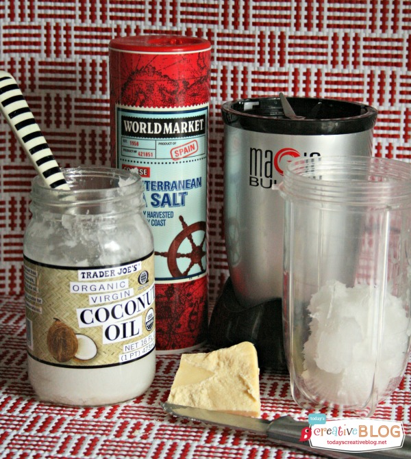 DIY Sea Salt Body Scrub | Homemade body scrub with shea butter, cocoa butter and coconut oil | DIY Spa Body Scrub | TodaysCreativeLife.com