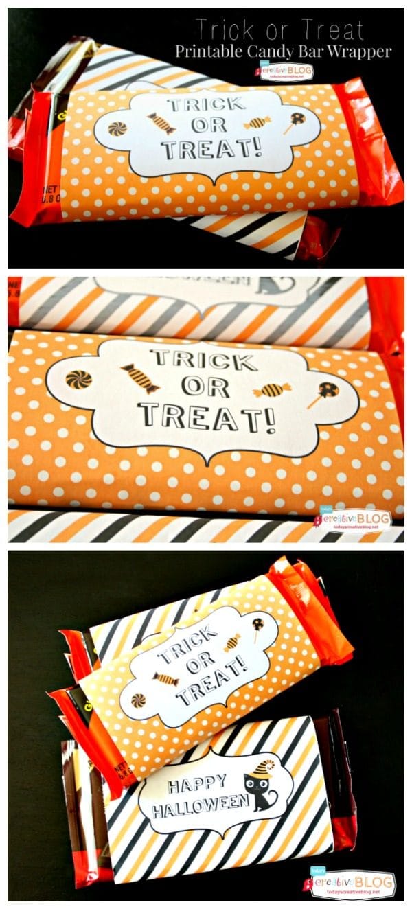 Halloween Printable Candy Bar Wrappers | Trick or Treat Printables | Printable Wrappers for Candy Bars | Easy Halloween Ideas | Get your free download by clicking on the photo. TodaysCreativeLife.com