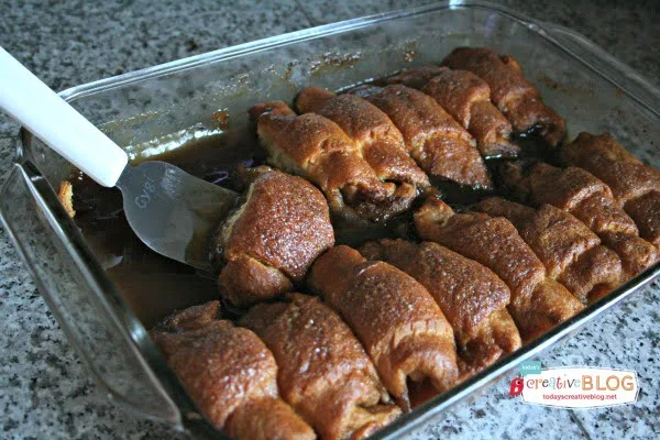 pan of baked apple dumplings