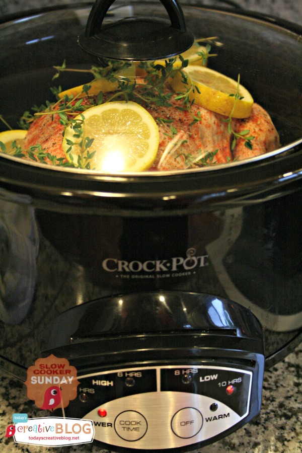 Crockpot Lemon Garlic Whole Chicken | Slow Cooker Sunday  | TodaysCreativeBlog.net