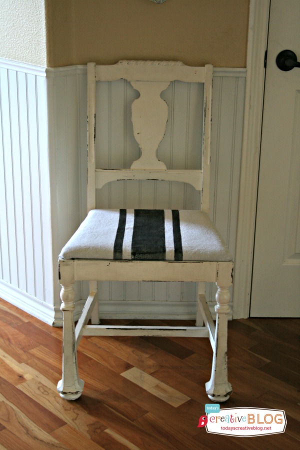 Painted Drop Cloths - Recovering Dining Chairs | TodaysCreativeBlog.net