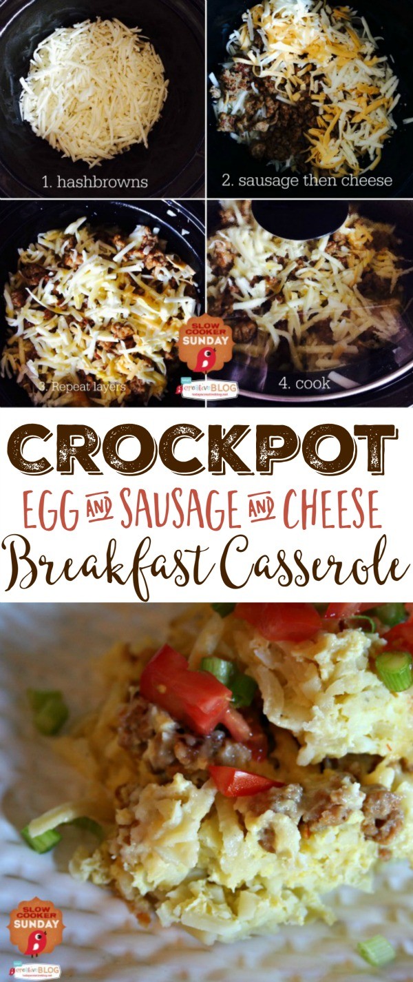 Slow Cooker Breakfast Casserole | This Crockpot Sausage and Egg breakfast casserole is perfect for a crowd! 