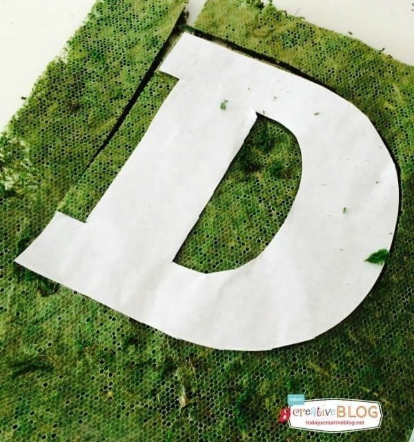 Trick Your Pumpkin | Mossy Monogrammed Pumpkin | TodaysCreativeBlog.net