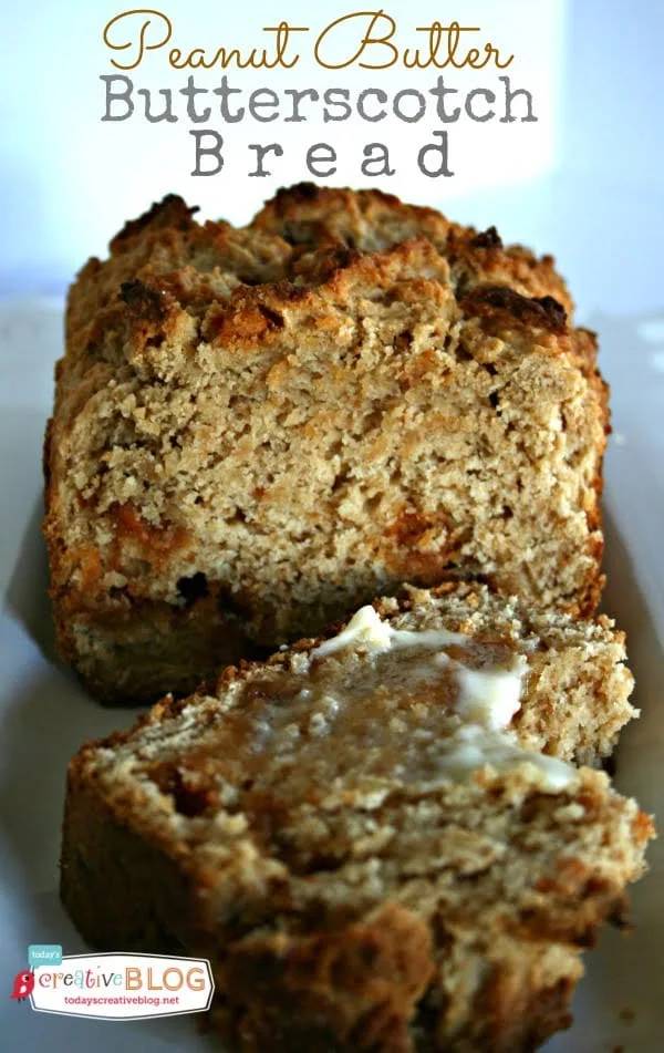 Peanut Butter Butterscotch Bread | This quick bread recipe is perfect for breakfast or snacks. Grab the full recipe and more like it on TodaysCreativeLife.com