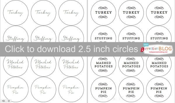 Thanksgiving Left Overs Printable Labels | Round labels for printing 