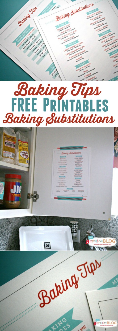Free Printable Baking Tips & Substitutions from TodaysCreativeBlog.net