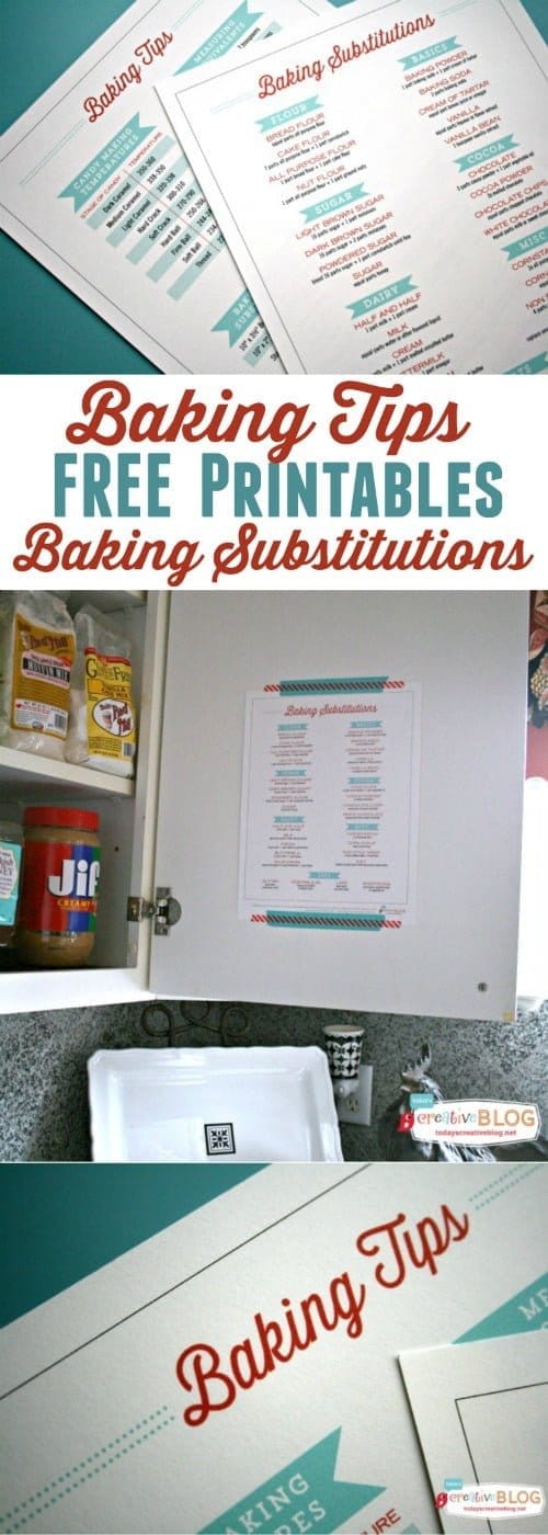 Free Printable Baking Tips & Substitutions from TodaysCreativeBlog.net