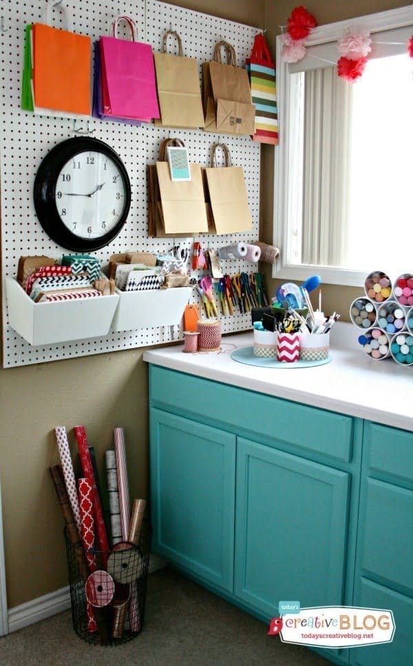 Craft Room Organization: PVC and Wire Shelf Paint Storage