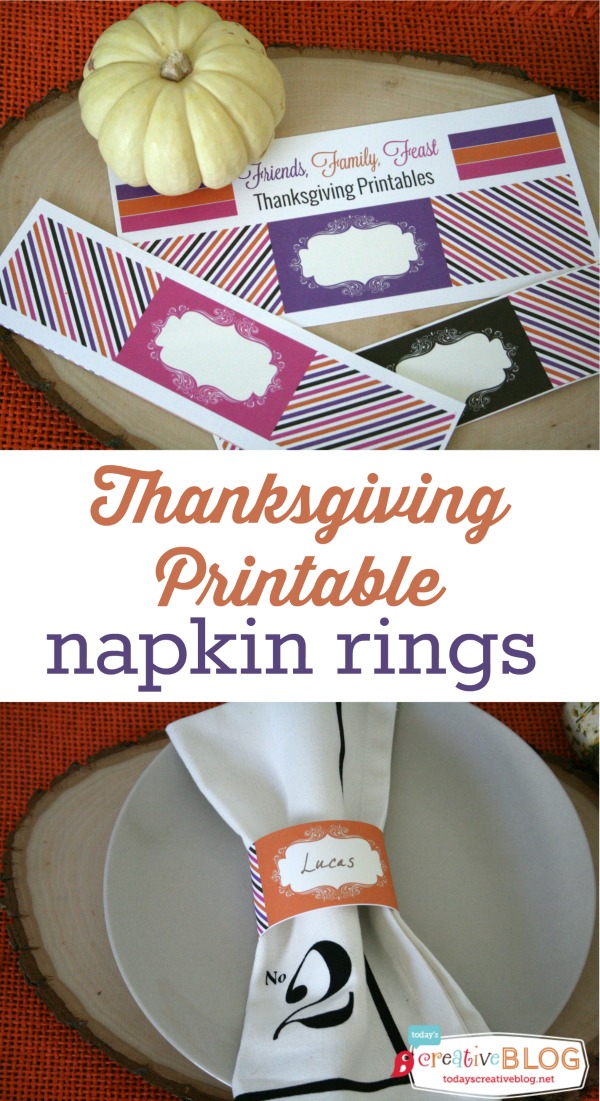 Printable Thanksgiving Napkin Rings| TodaysCreativeBlog.net