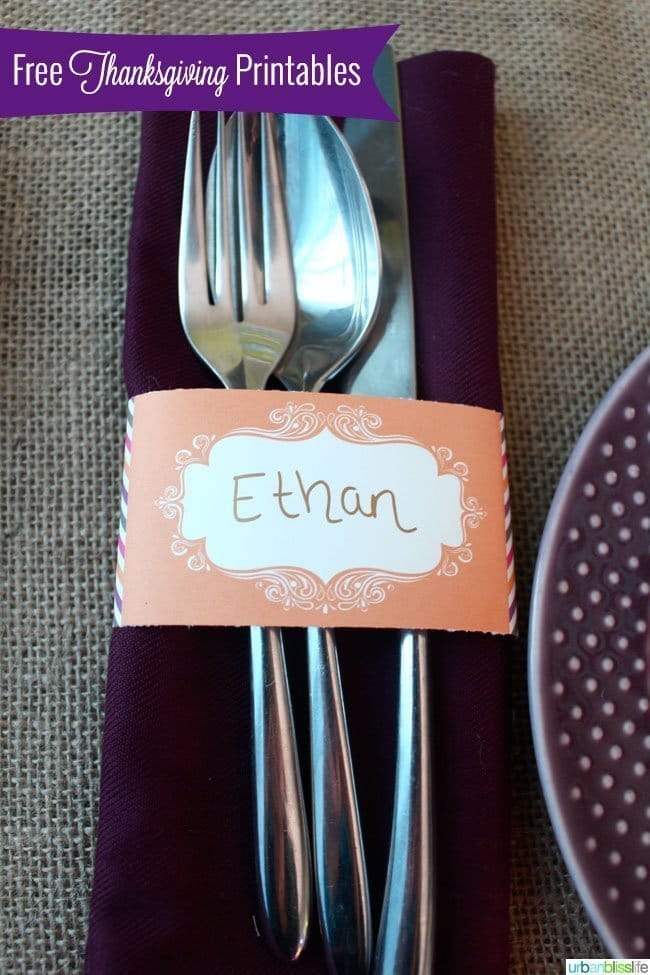 Thanksgiving Printable Napkin Rings 