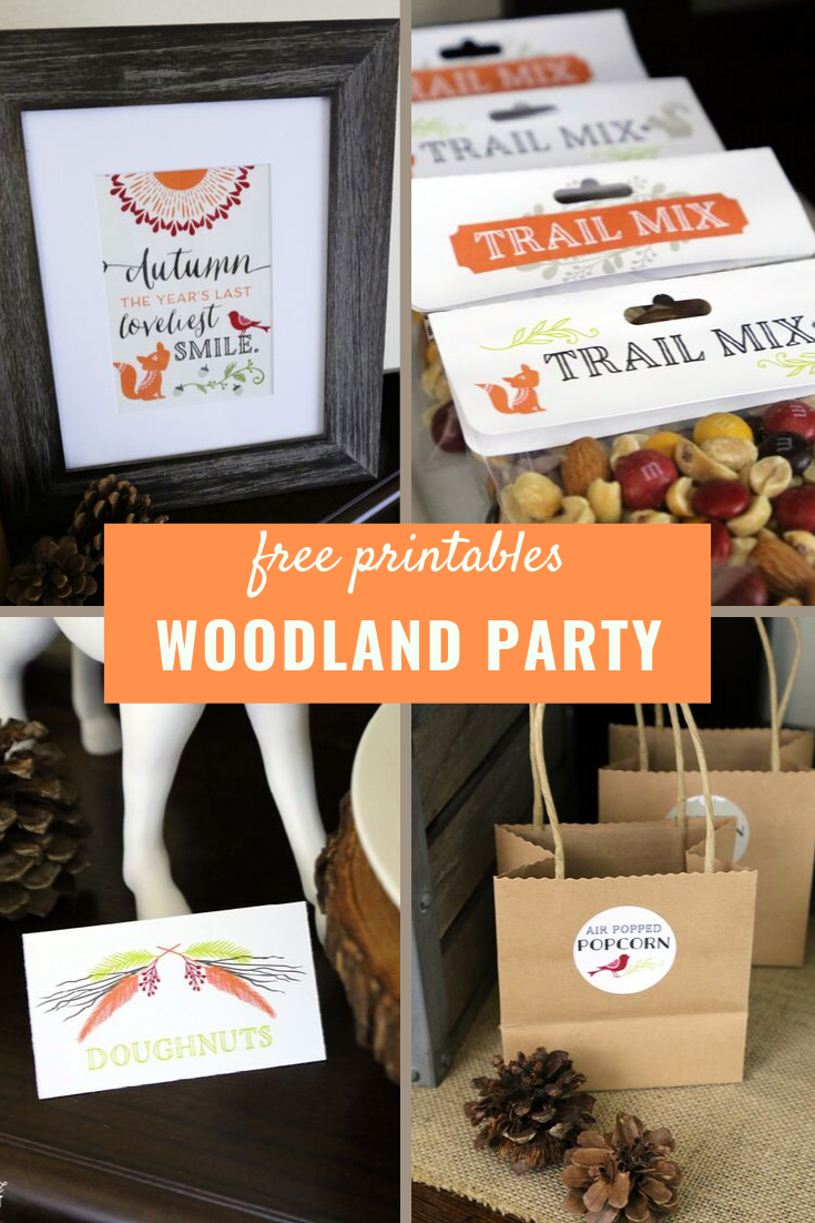 party printable supplies for Woodland party