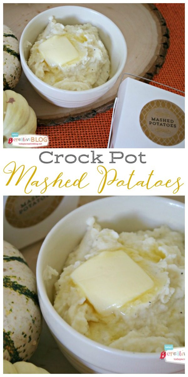 Crock Pot Mashed Potatoes | Grab your slow cooker for this Thanksgiving side dish! Creamy mashed potatoes made with sour cream and so much more! Click the photo for the recipe. TodaysCreativeLIfe.com