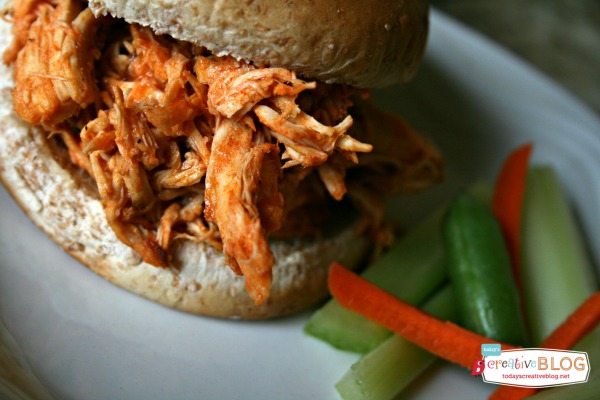 Crock Pot Shredded Buffalo Chicken | Menu planning just got easier! This easy slow cooker dinner idea is delicious and satisfying. Click the photo for the recipe on TodaysCreativeLIfe.com