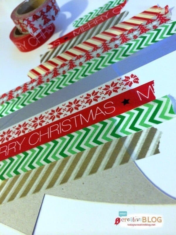 Easy DIY Gift Wrap | Quick and easy holiday gift wrapping using gift bags, glitter and washi-tape! Create your own templates and create simple fun designs! See a full tutorial on TodaysCreativeLife.com