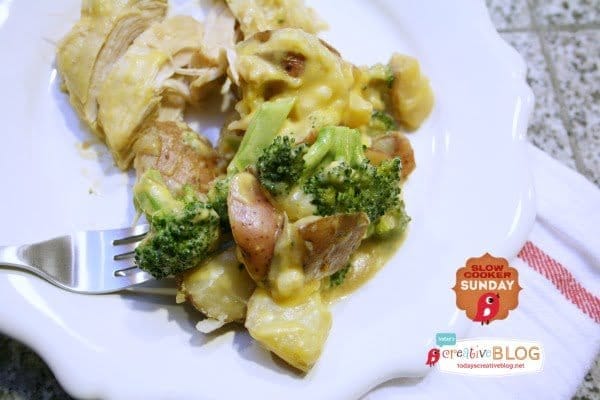 Slow Cooker Cheesy Chicken Broccoli Potato Casserole | TodaysCreativeBlog.net