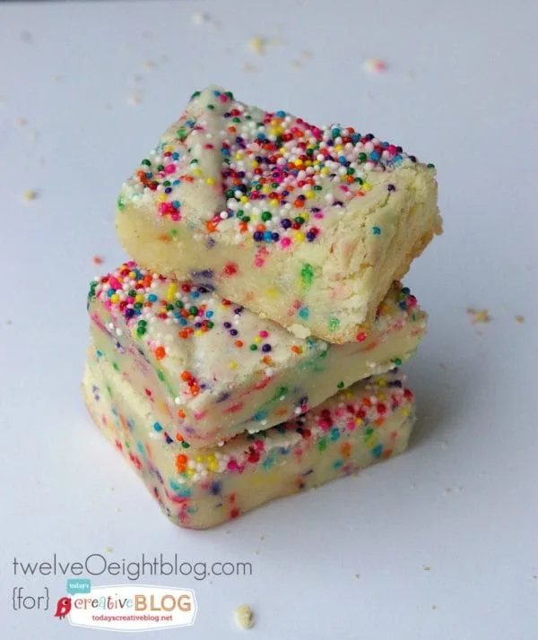 Cake Batter Sugar Cookie Bars | TodaysCreativeBlog.net