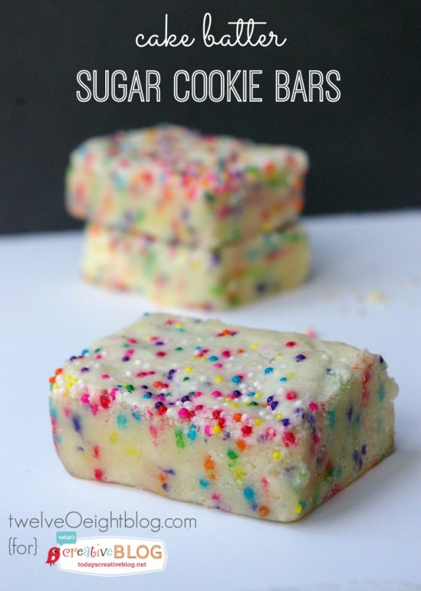 Cake Batter Sugar Cookie Bars | TodaysCreativeBlog.net