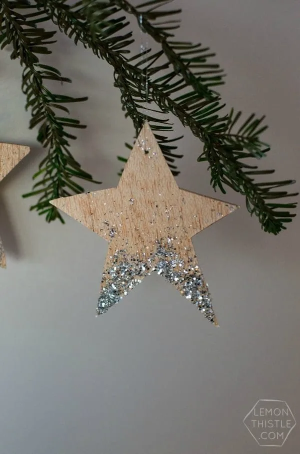 DIY Glittered Wood Star Ornaments | TodaysCreativeBlog.net