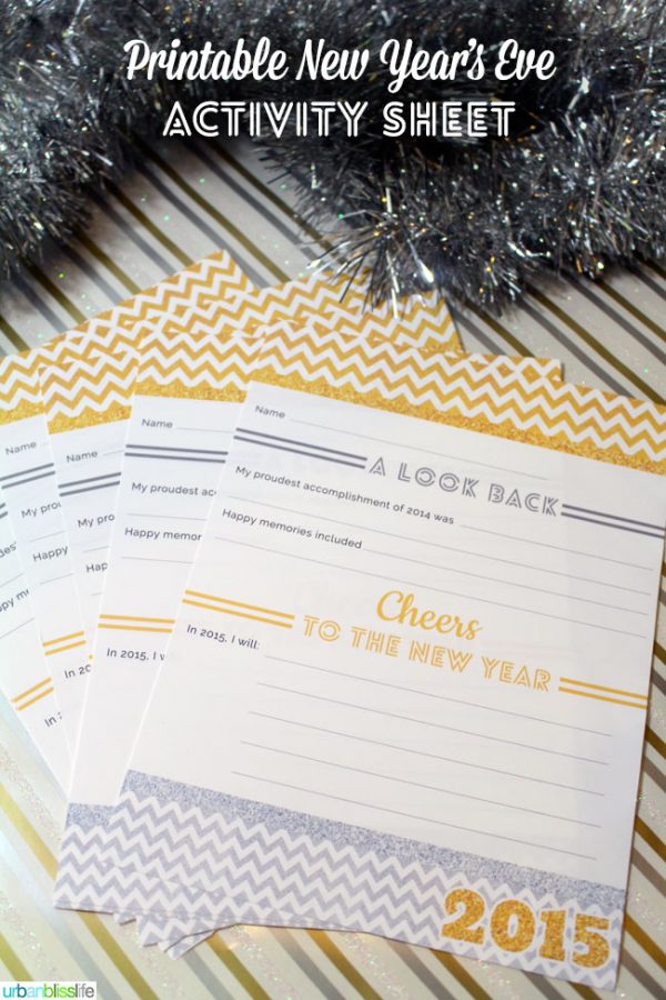Printable New Years Even Activity Sheet | Updated to fill in the year | TodaysCreativeLife.com