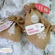 DIY Stamped Burlap Gift Bags