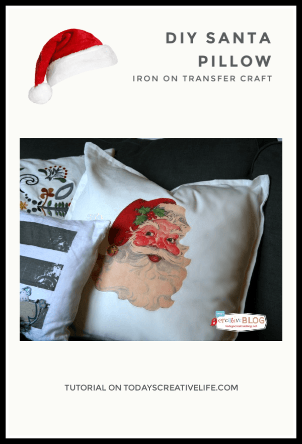 santa pillow on sofa