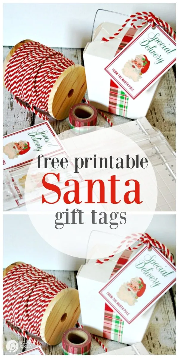 Santa's Special Delivery Printable Tags | Free Printables | Printable gift tags | Holiday and Christmas Gift tags | Vintage | TodaysCreativeLife.com #Christmas #FreePrintables #Gifttags