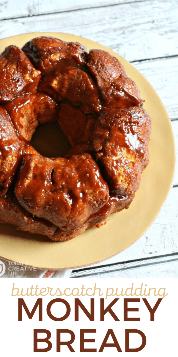Monkey Bread pull apart bread on a yellow plate