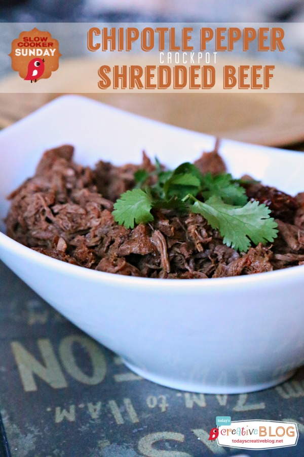 Chipotle Pepper Crockpot Shredded Beef | TodaysCreativeBlog.net