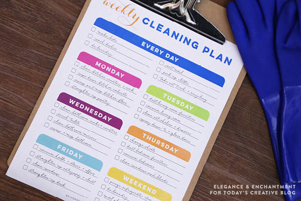 Weekly Cleaning Schedule Printable | Free Printable Cleaning and Organizing | TodaysCreativeLife.com