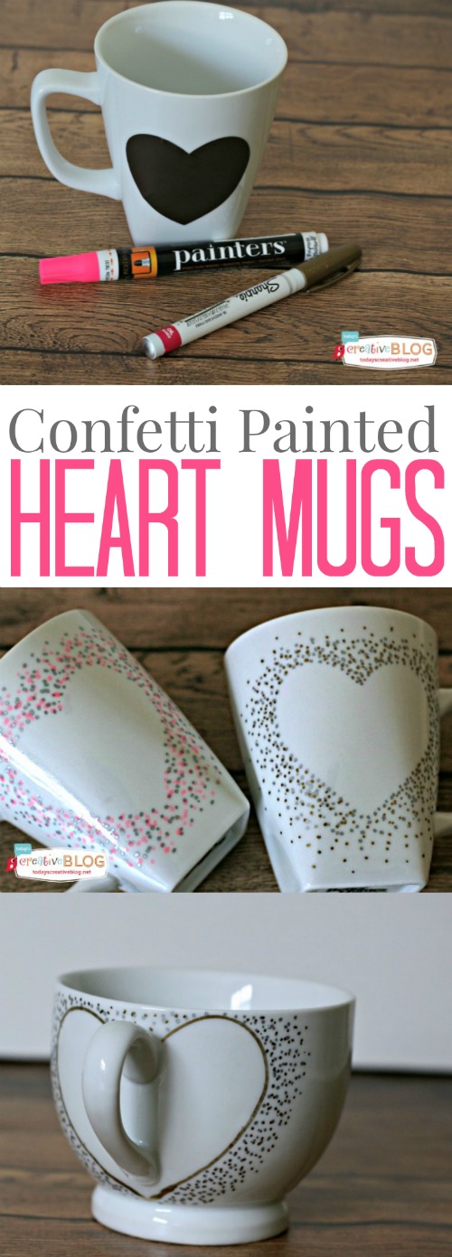 Confetti Painted Heart Mugs | TodaysCreativeblog.net