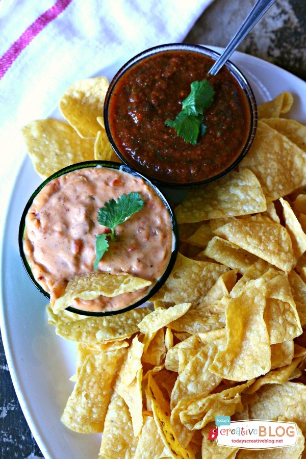 Crockpot Queso Recipe and 5 Min Blender Salsa! More from TodaysCreativeLife.com