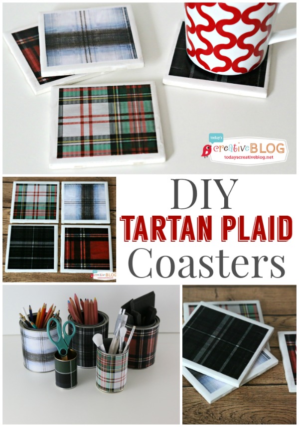 DIY Tile Coasters with Tartan Plaid | TodaysCreativeblog.net