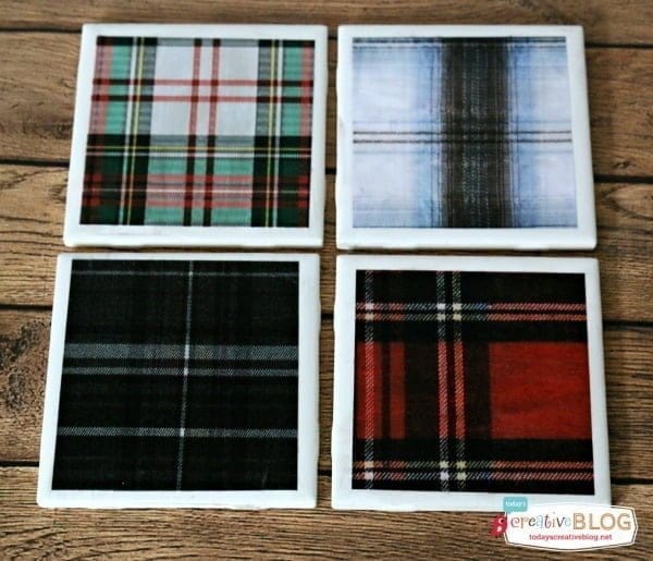 DIY Tile Coasters with Tartan Plaid | TodaysCreativeblog.net