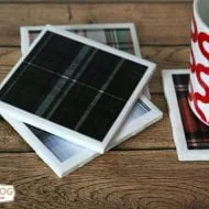 DIY Tile Coasters with Tartan Plaid