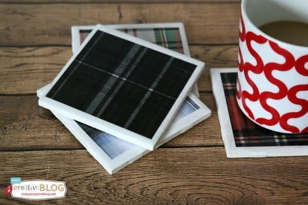 DIY Tile Coasters with Tartan Plaid | TodaysCreativeblog.net