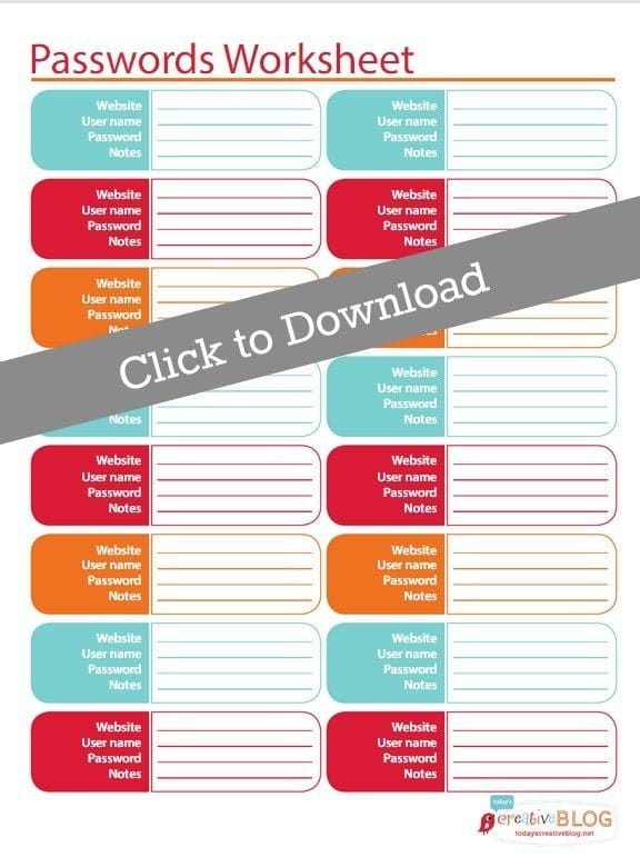 Printable Password Log Tracker - Today's Creative Life