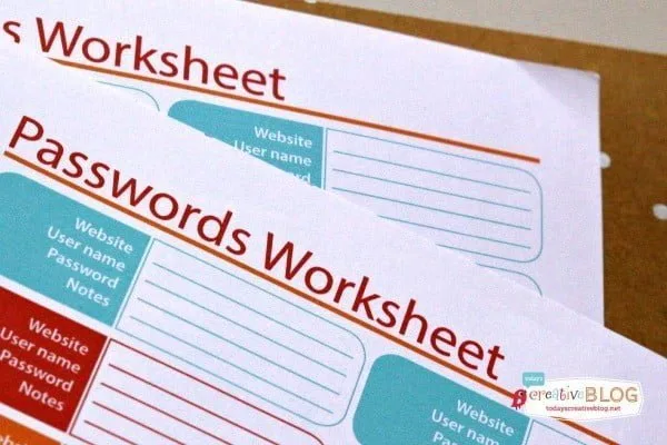 Printable Password Log | TodaysCreativeBlog.net