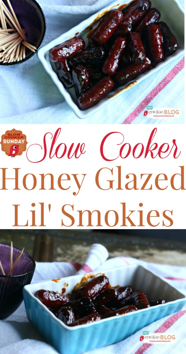 Slow Cooker Honey Glazed Lil' Smokies | Crock pot party appetizer perfect for the holidays, game day or any potluck. Easy to make! Find it on TodaysCreativeLife.com