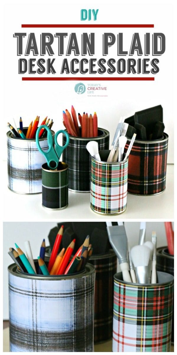 Diy Tartan Plaid Desk Accessories Today S Creative Life