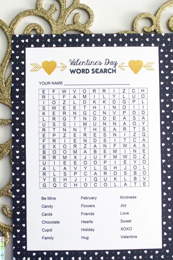 Free Printable Valentine's Day Word Search Activity by UrbanBlissLife for TodaysCreativeBlog.net