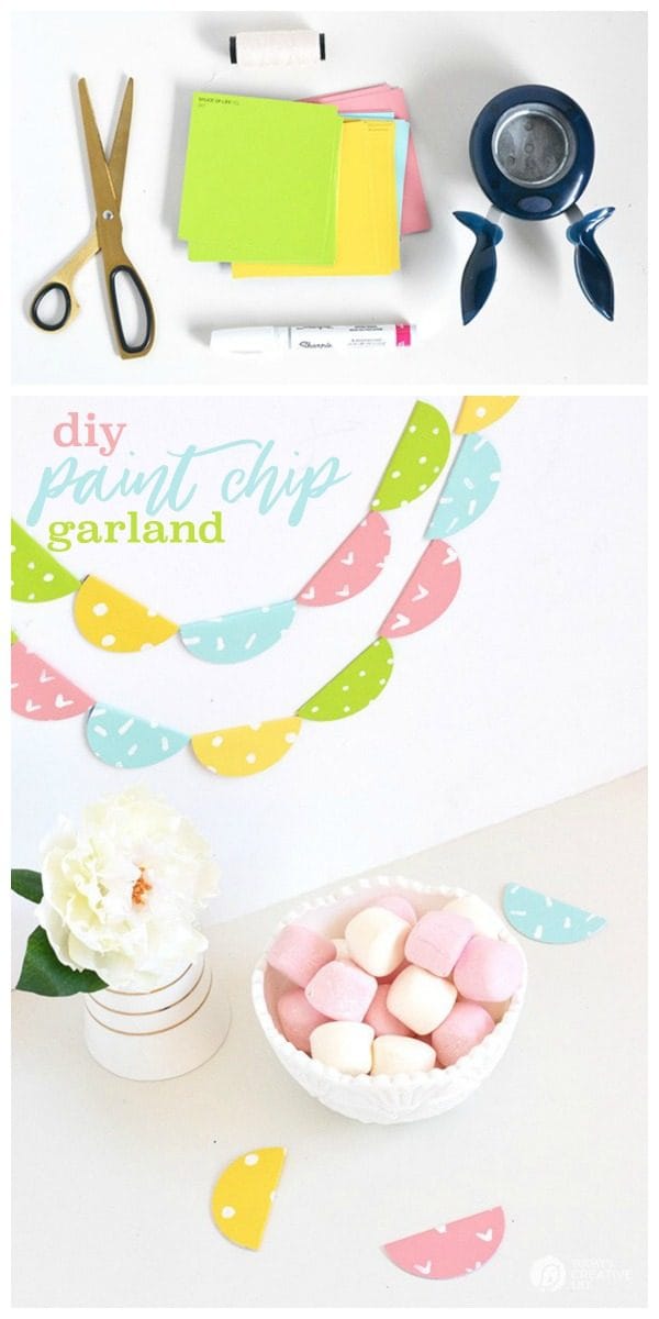 DIY Paint Chip Garland | Easy to make birthday banner | Paint Chip Craft Ideas | Make & Tell Blog for TodaysCreativeLife.com