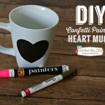 DIY Confetti Painted Heart Mugs