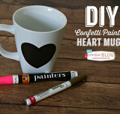 DIY Confetti Painted Heart Mugs